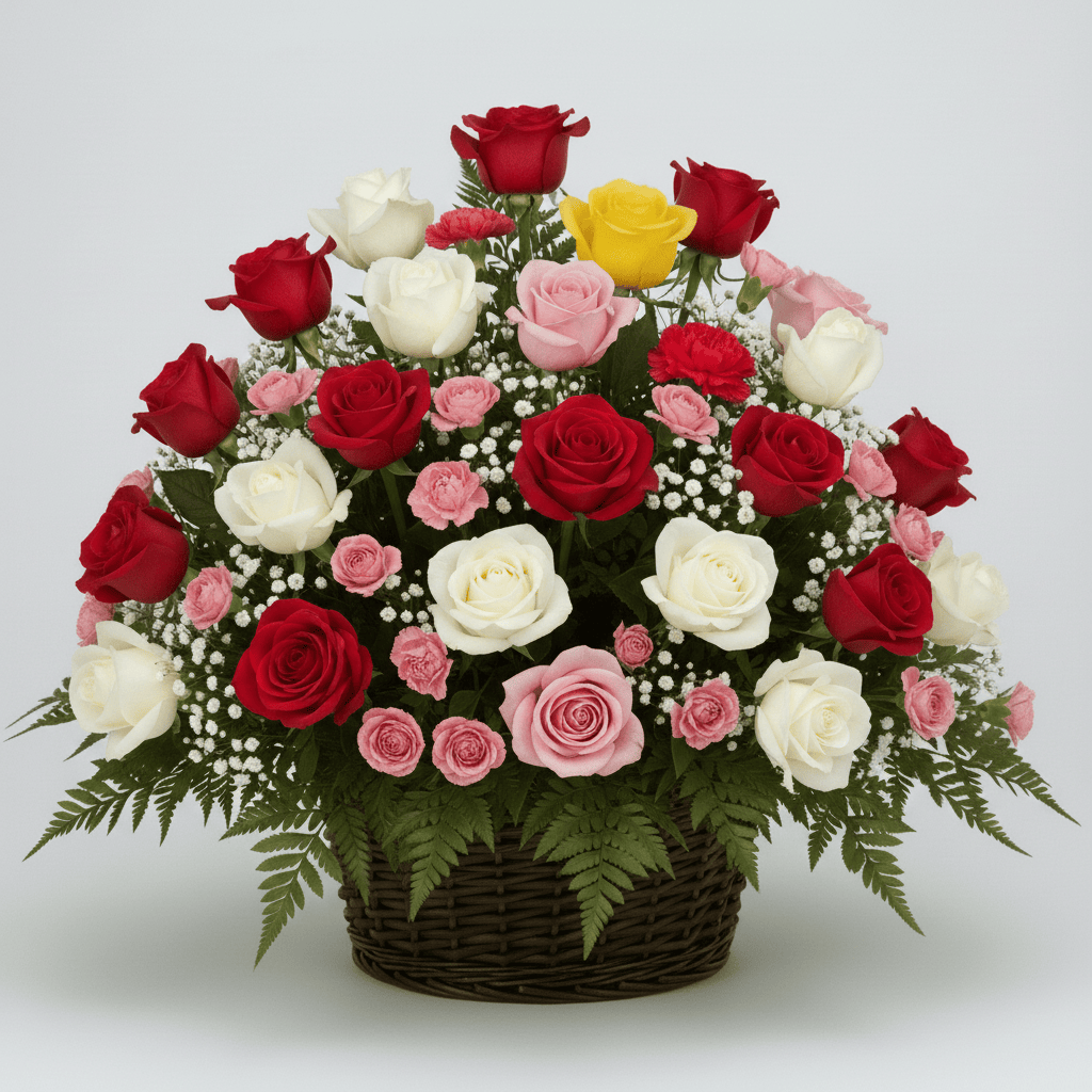 Basket Arrangement - Mixed Roses
